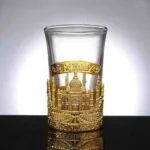 tajmahal shot glasses with gift box gold (set of 2)