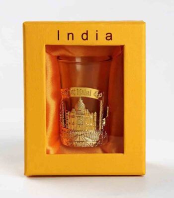 tajmahal shot glasses with gift box gold (set of 2)