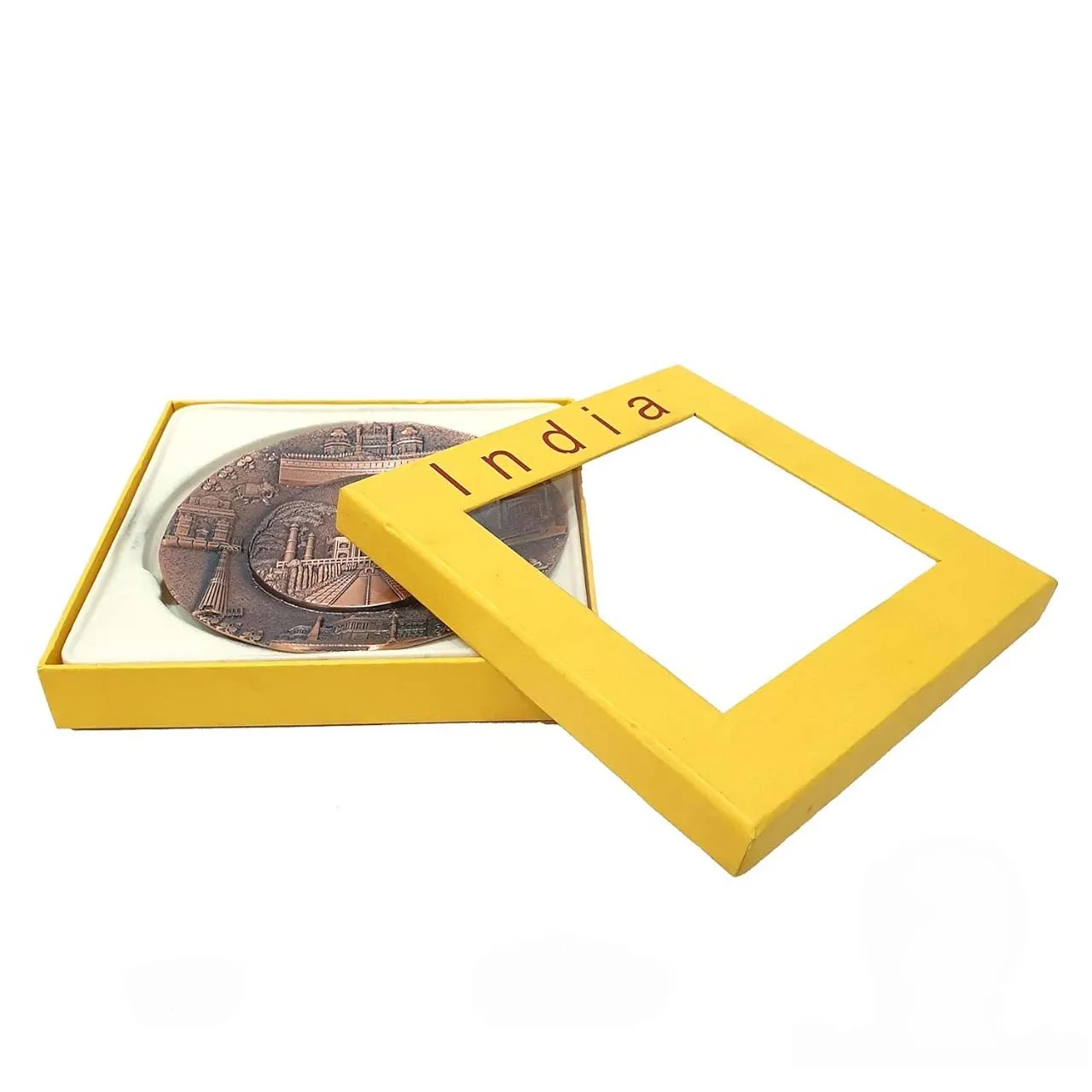 handcrafted bronze metal souvenir india taj mahal plate with stand & wall hanging