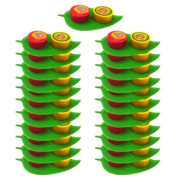 leaf shape kumkum and haldi set set of 6
