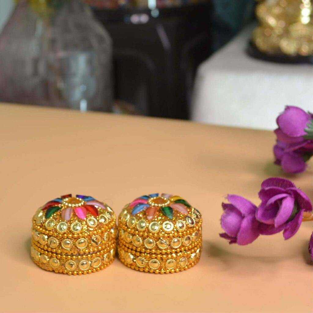 multicolor fancy kumkum box sindoor storage organizer refillable pack of 2