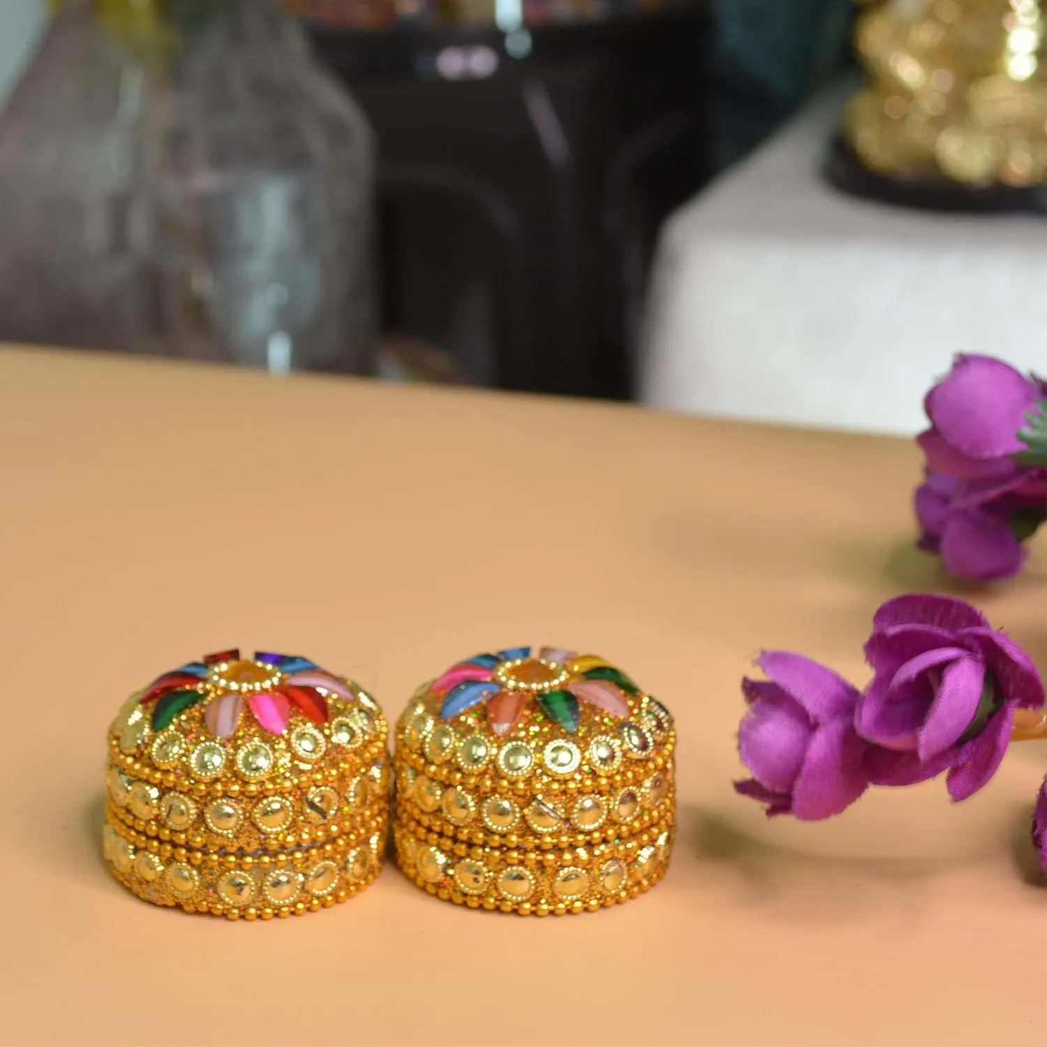 Multicolor Fancy Kumkum Box Sindoor Storage Organizer Refillable - Pack of 2 multicolor fancy kumkum box sindoor storage organizer refillable pack of 2