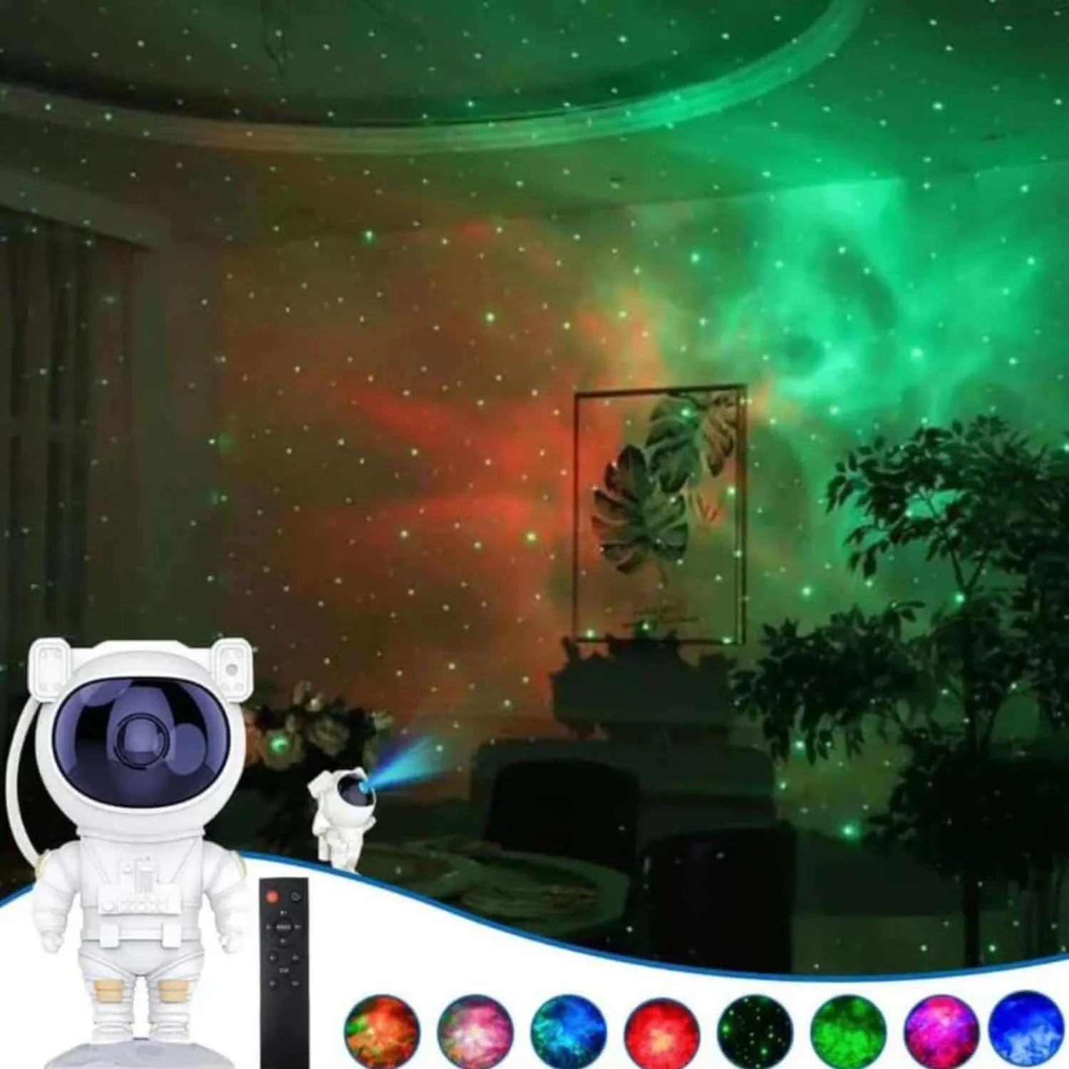 astronaut galaxy projector night light with speaker – 360° rotating