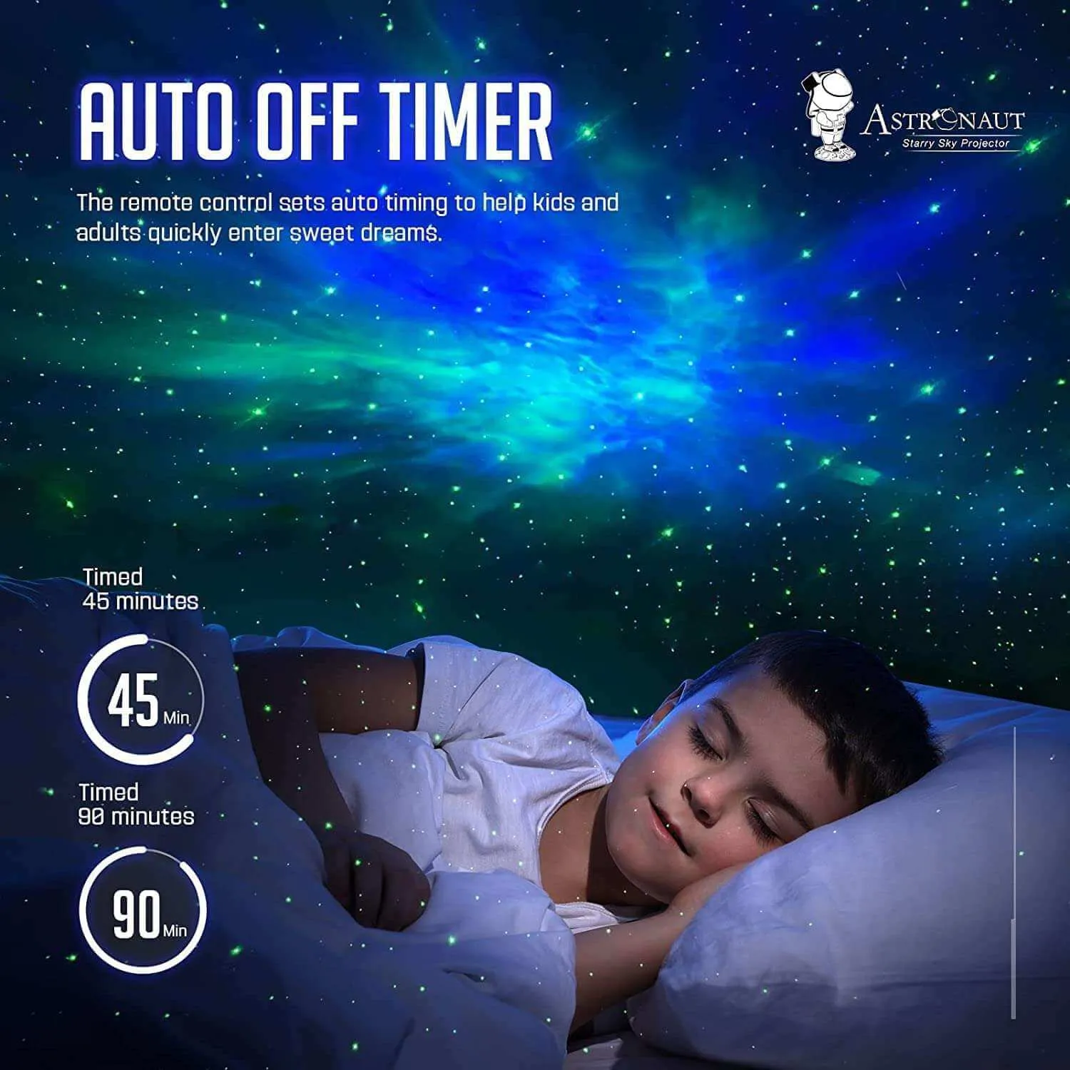 astronaut galaxy projector night light with speaker – 360° rotating