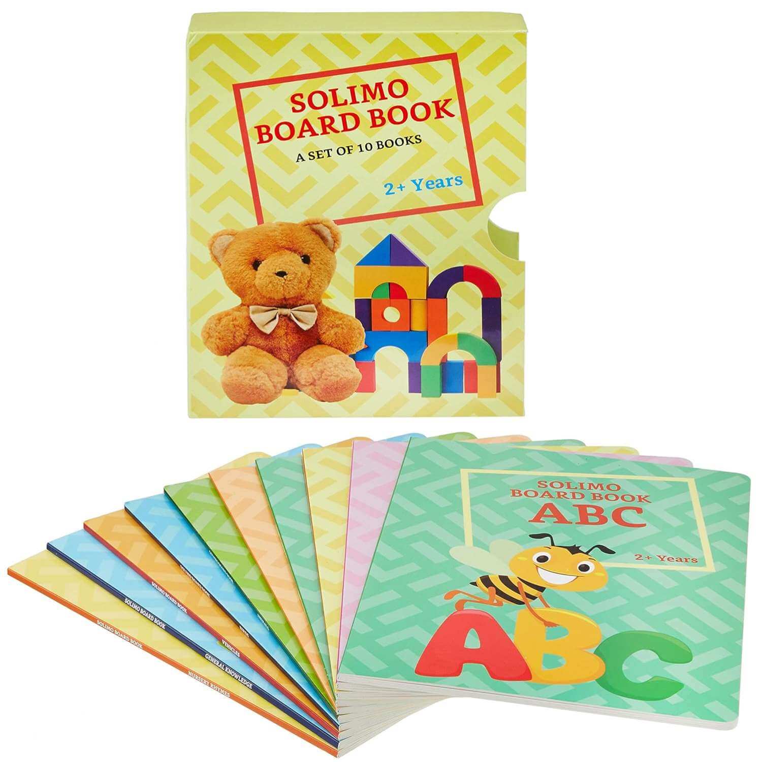 Long Board Book, Set of 10 - 1 long board book, set of 10 (alphabets, fruits, numbers, vegetables, words, animals, birds, vehicles, general knowledge, nursery rhymes)