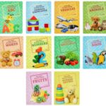 long board book, set of 10 (alphabets, fruits, numbers, vegetables, words, animals, birds, vehicles, general knowledge, nursery rhymes)